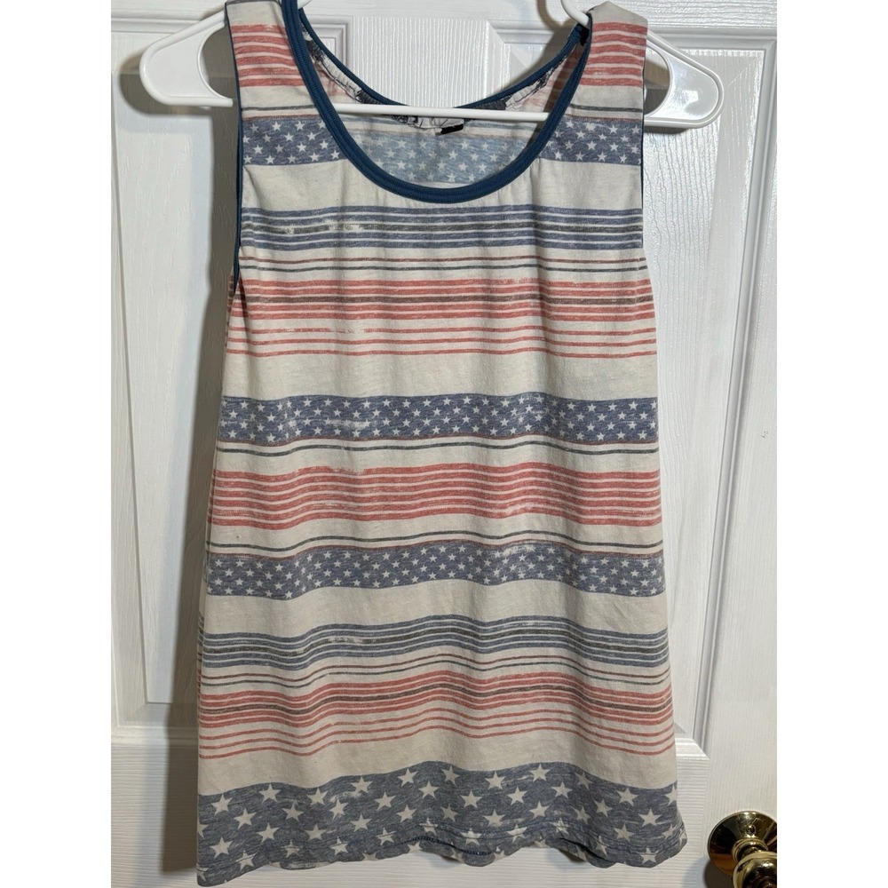 Vintage Patriotic Thin Tank Top Stars And Stripes XL